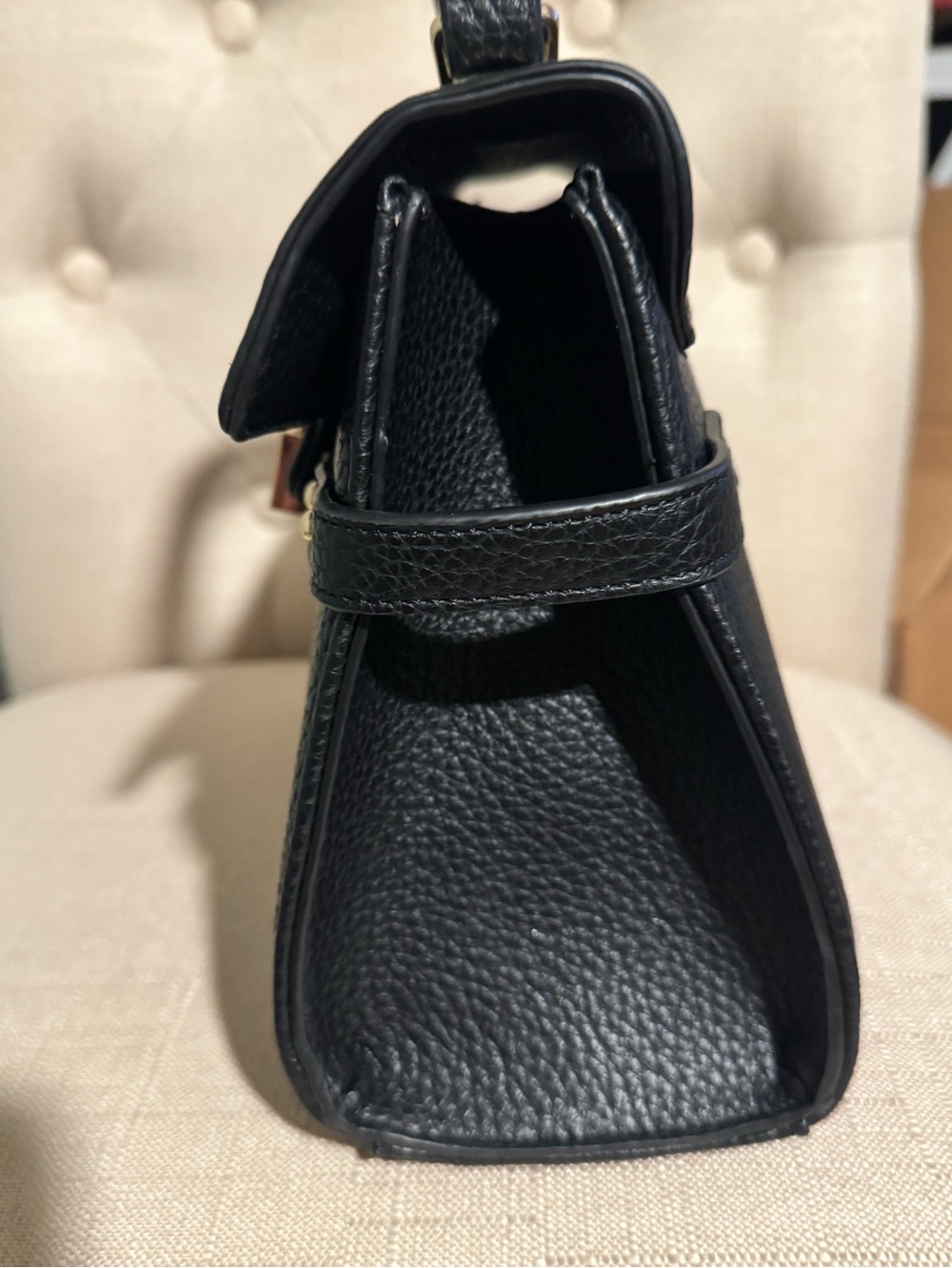 Ello Structured BLACK Satchel with Gold-Tone Lock and Hardware. Baby B - Picture 3 of 9